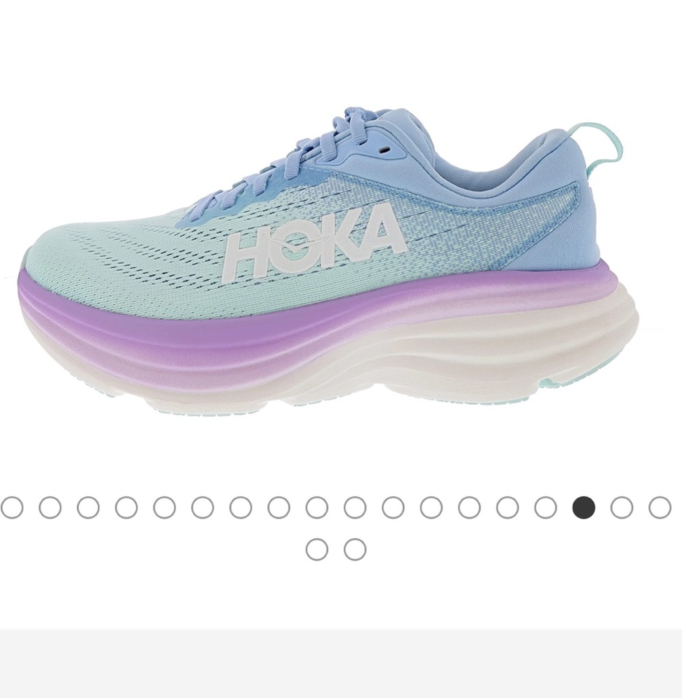 Hoka Women's Bondi 8 Running Sneakers in Aqua and Lavender